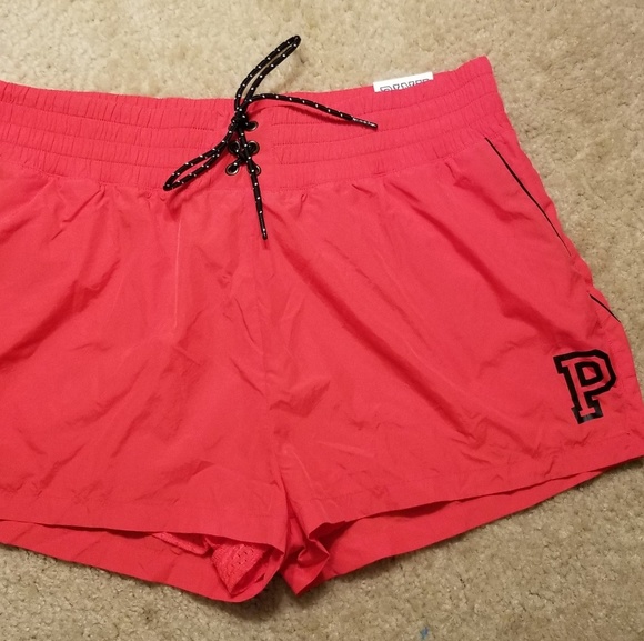 NEW VS Pink High Waist Red Swim Running Shorts - Picture 1 of 8